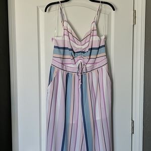 NWOT Francesca's Pink Pinstripe Jumpsuit